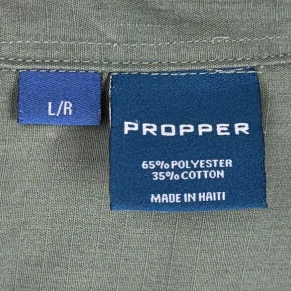 Propper‎ Mens Large Tactical Ripstop Shirt Hidden YKK Zipper Mock Button Olive - Picture 10 of 11